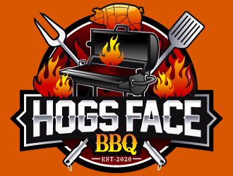 Hogs Face BBQ logo design by LucidSketch