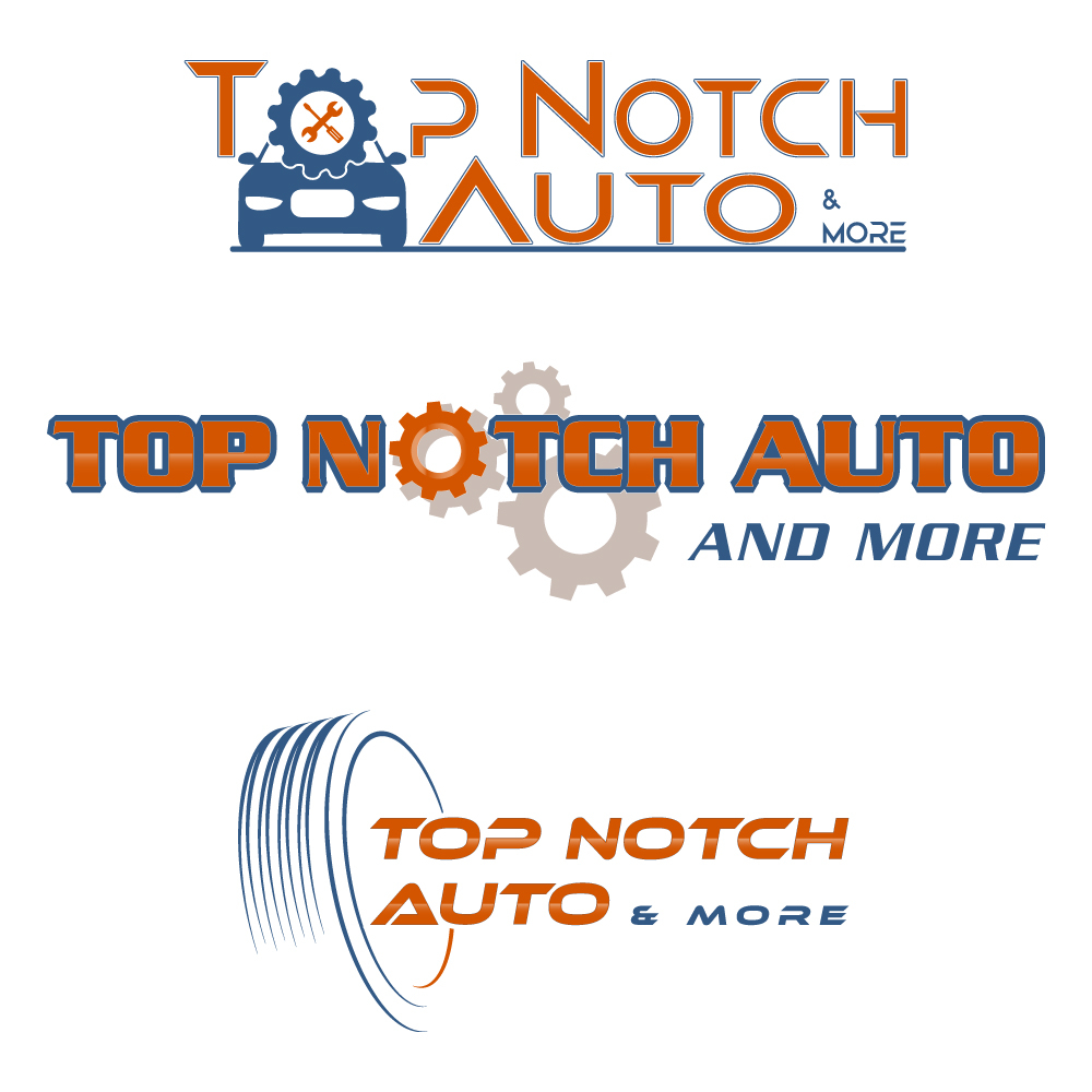 “Top Notch Auto & More” I don’t want the tires in it anymore. Looking for a new Modern look that is clean and eye catching and will be used in mailers, business cards, website and T-shirts. logo design by Gelotine