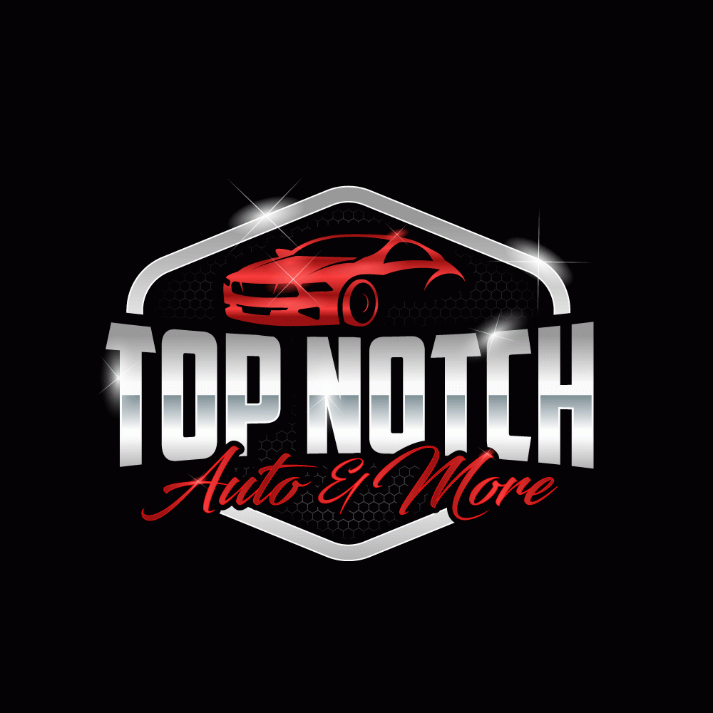 “Top Notch Auto & More” I don’t want the tires in it anymore. Looking for a new Modern look that is clean and eye catching and will be used in mailers, business cards, website and T-shirts. logo design by lestatic22