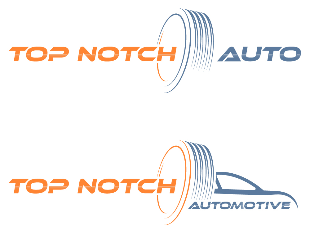 “Top Notch Auto & More” I don’t want the tires in it anymore. Looking for a new Modern look that is clean and eye catching and will be used in mailers, business cards, website and T-shirts. logo design by Gelotine