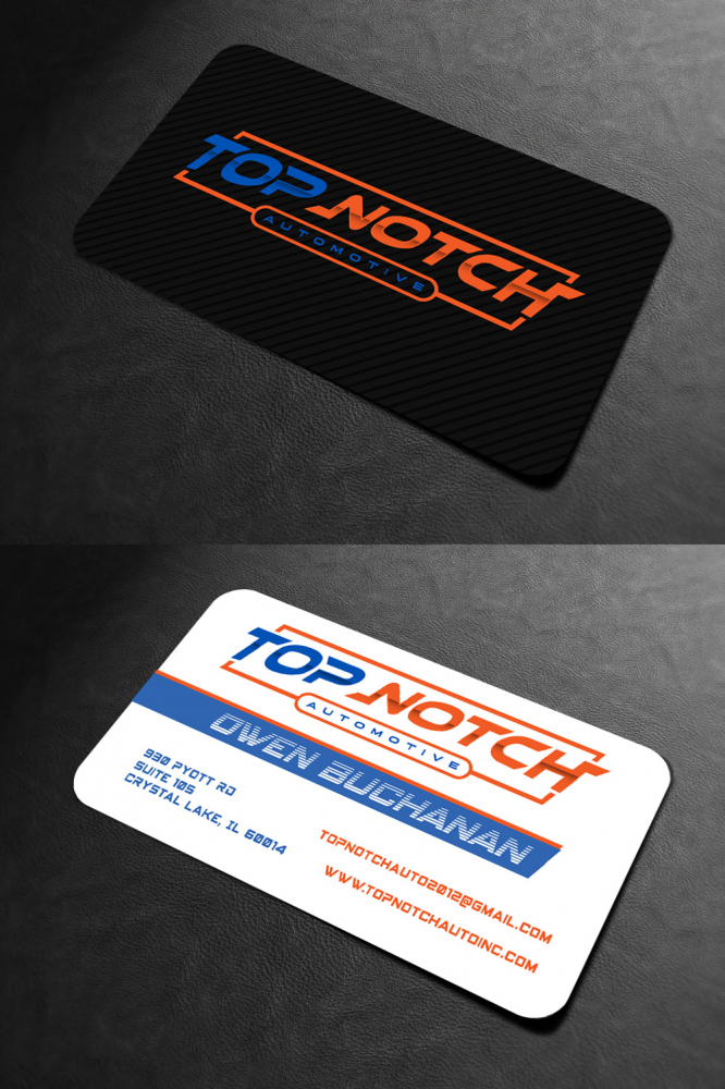 “Top Notch Auto & More” I don’t want the tires in it anymore. Looking for a new Modern look that is clean and eye catching and will be used in mailers, business cards, website and T-shirts. logo design by igor1408