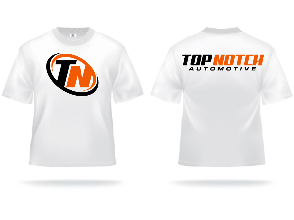 “Top Notch Auto & More” I don’t want the tires in it anymore. Looking for a new Modern look that is clean and eye catching and will be used in mailers, business cards, website and T-shirts. logo design by jaize