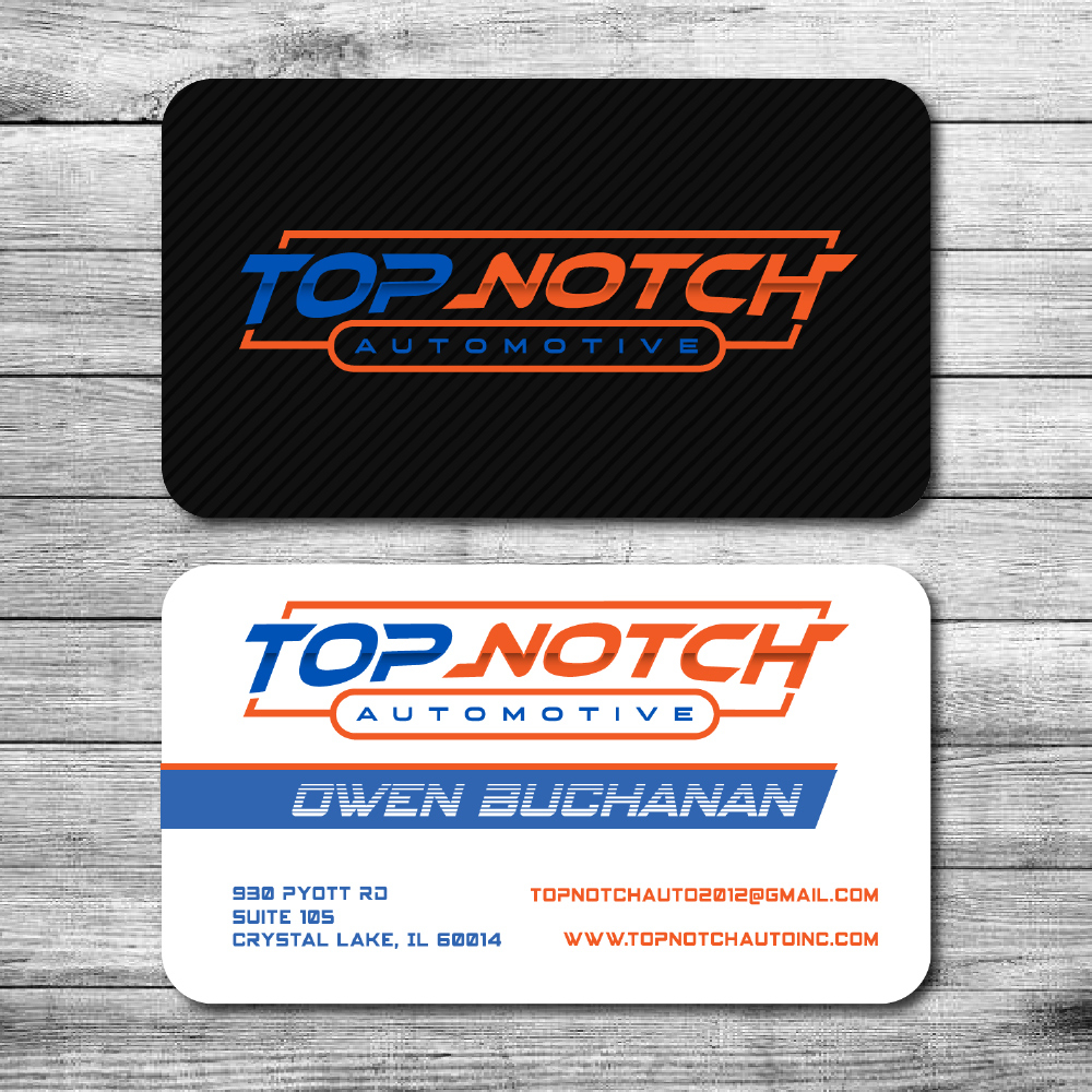 “Top Notch Auto & More” I don’t want the tires in it anymore. Looking for a new Modern look that is clean and eye catching and will be used in mailers, business cards, website and T-shirts. logo design by igor1408