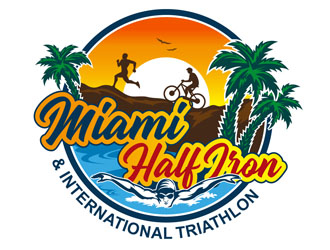 Miami Half Iron & International Triathlon logo design by DreamLogoDesign