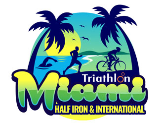 Miami Half Iron & International Triathlon logo design by DreamLogoDesign