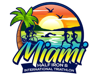 Miami Half Iron & International Triathlon logo design by DreamLogoDesign