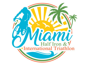 Miami Half Iron & International Triathlon logo design by DreamLogoDesign