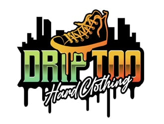 Drip Too Hard Clothing logo design by DreamLogoDesign