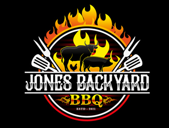 Jones backyard BBQ  logo design by DreamLogoDesign