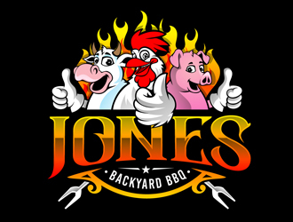 Jones backyard BBQ  logo design by DreamLogoDesign