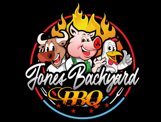 Jones backyard BBQ  logo design by DreamLogoDesign