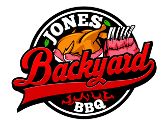 Jones backyard BBQ  logo design by DreamLogoDesign