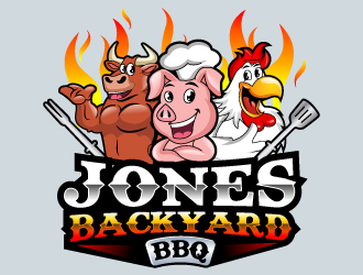 Jones backyard BBQ  logo design by uttam