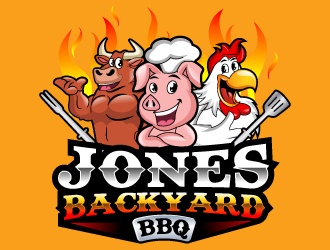 Jones backyard BBQ  logo design by uttam