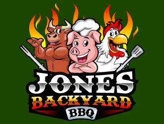 Jones backyard BBQ  logo design by uttam