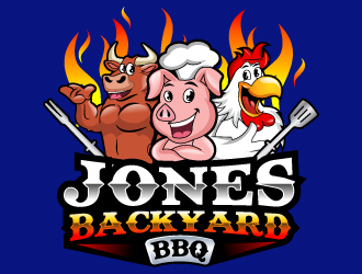 Jones backyard BBQ  logo design by uttam