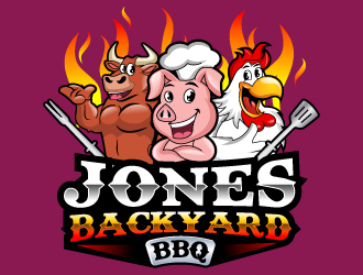 Jones backyard BBQ  logo design by uttam