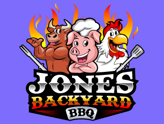 Jones backyard BBQ  logo design by uttam