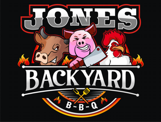 Jones backyard BBQ  logo design by coco