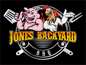 Jones backyard BBQ  logo design by bosbejo