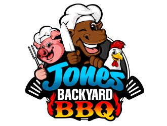 Jones backyard BBQ  logo design by veron