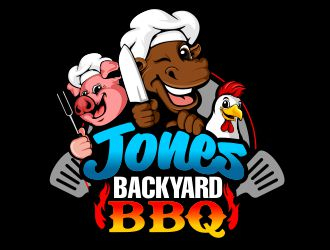 Jones backyard BBQ  logo design by veron