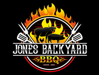 Jones backyard BBQ  logo design by DreamLogoDesign