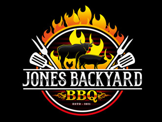 Jones backyard BBQ  logo design by DreamLogoDesign