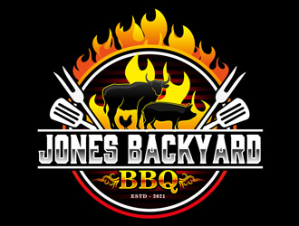 Jones backyard BBQ  logo design by DreamLogoDesign