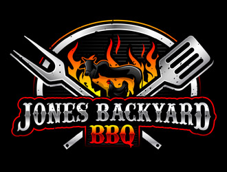 Jones backyard BBQ  logo design by DreamLogoDesign