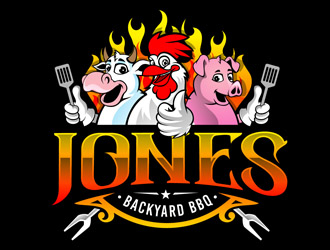 Jones backyard BBQ  logo design by DreamLogoDesign