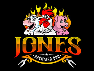 Jones backyard BBQ  logo design by DreamLogoDesign