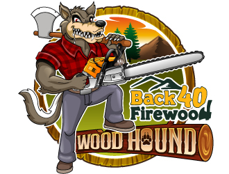 Back 40 Firewood Wood Hound logo design by Suvendu